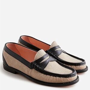 J CREW WINONA ITALIAN LINEN LEATHER PENNY LOAFERS NWT SIZE 8